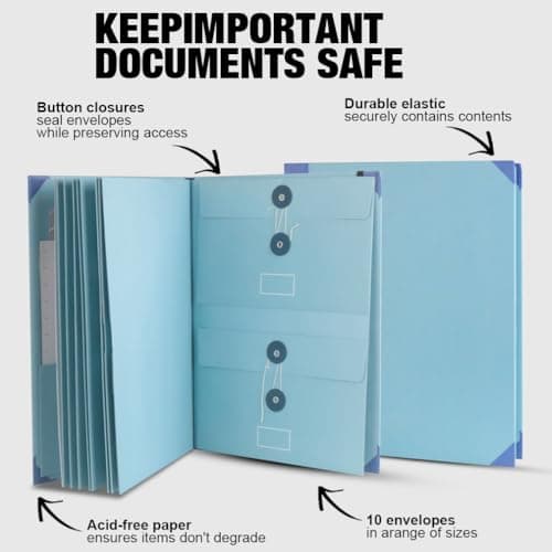 Document Organizer Folio,Binder, in Case I Go Missing Binder, Important with Pockets File Home School Office Supplies (Blue) - Thumbnail 4