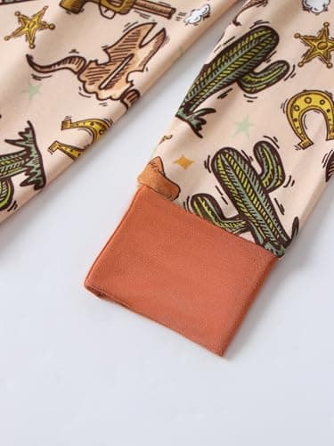 Joonberry Toddler Kids Soft Bamboo Viscose Long Sleeve Top and Pants Cloth Set–2-Piece 2-8Y Boys Girls Outfit（Cactus,4-5Y - Thumbnail 6