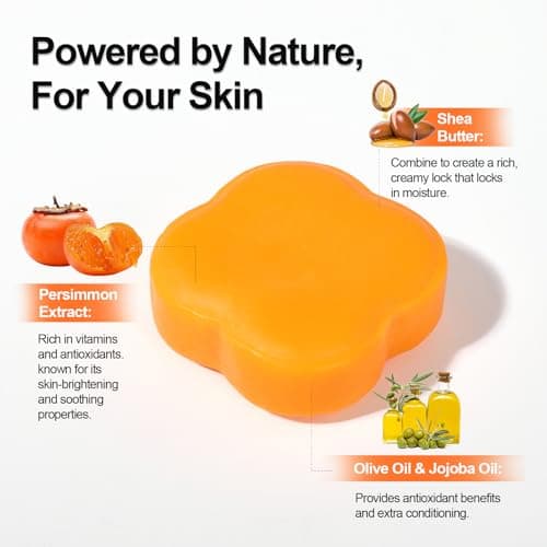 YAFUSIPE Persimmon Soap Bar for Body Odor Control, 7.06OZ/200G Natural Deodorant Bar Soap for Old People Smell, Moisturizing Body & Hand Soap for Men & Women - Thumbnail 6