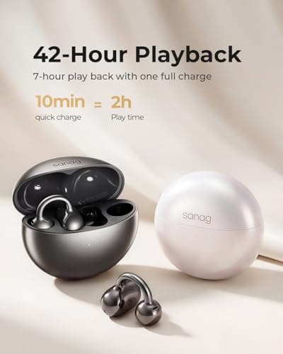 Sanag S6SUltar Open Ear Headphones Bluetooth 6.0, Clip On Earbuds 42H Playtime, IPX7 Waterproof Wireless Earphones with App, Lightweight for Running Gym Sports Cyclin (Black) - Thumbnail 4
