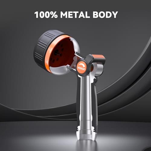 VOXON Hose Nozzle Heavy Duty 10 Spray Patterns - Metal Garden Water Hose Sprayer with Thumb Flow Control | On Off Valve, Nozzle Sprayer for Lawn & Plant Watering, Car & Pet Washing - Thumbnail 2