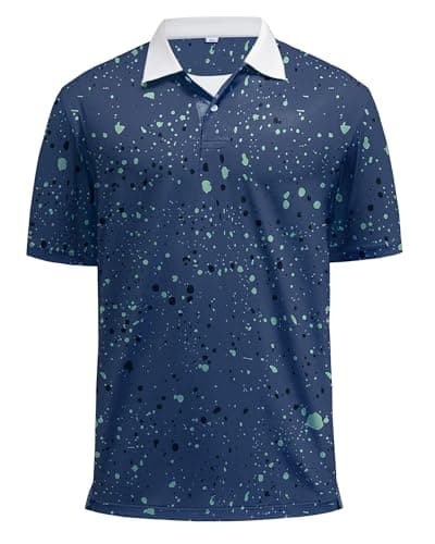 KUYIGO Mens Polo Shirt Quick Dry Moisture Wicking UPF 40+ Performance Short Sleeve Casual Printed Tennis Golf Shirt,M - Image 1