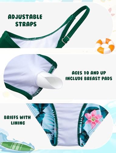 Seanrui Girls Bathing Suits Size 7-8 Two Piece Swimsuit with Girls Bikini Set Swimwear for Kids - Thumbnail 6
