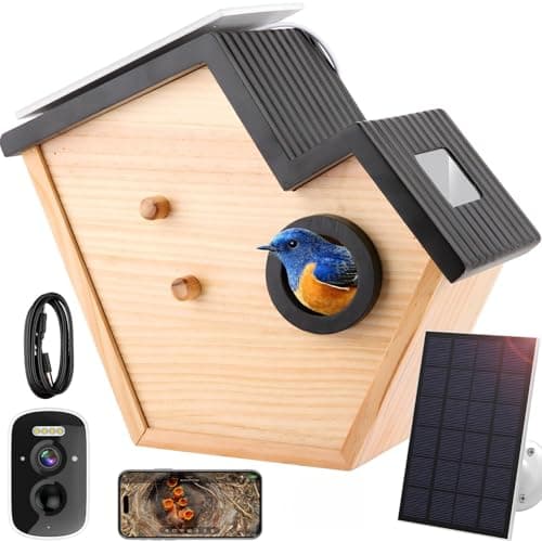 Bird House with Camera Solar Powered,2K HD & Night Vision for AI Camera Recognition for Over 10,000 Species, Real-time Videos & Pictures,Auto Detect & Notify Birdhouse Kit for Bird Lovers (Black) - Image 1