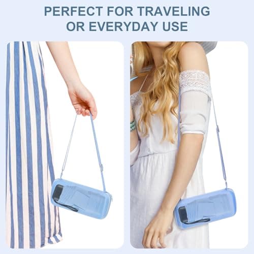 LEAGERA Compact Travel Umbrella with Case - Mini Umbrella for Purse, Small Lightweight &Tiny Design Perfect for Parasol Outdoor Sun&Rain Umbrellas, Light Blue - Thumbnail 3
