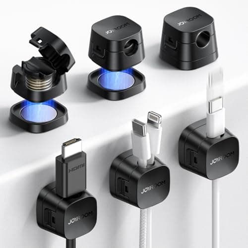 JOYROOM Detachable Magnetic Cord Organizer w/Secure Snap-Lock, 2-in-1 Adhesive& Magnetic Cable Clips, Auto-Fit Spring Management for φ1.5~8mm Cables, Under Desk Nightstand Home Office Car Wire Keeper - Image 1