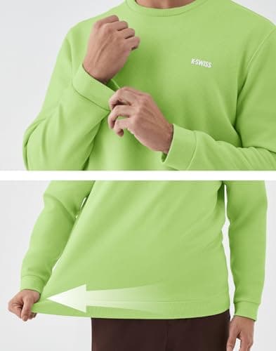 K-Swiss Men's Crewneck Pullover Sweatshirts, GREEN, 2XL - Thumbnail 5