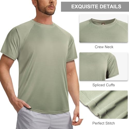 3rd hill Mens Swimming Shirts Short Sleeve UPF 50 Quick Dry Sun Protection Rash Guard Shirts for Fishing Running Neon Green XL - Thumbnail 4