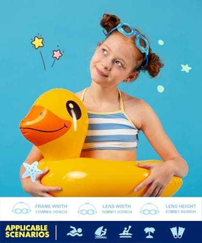 QALLY Kids Goggles Age 4-16, Kids Swimming Goggles UV Protection Anti-Fog No Leaking, 3 Pack Swim Goggles for Boys Girls Youth - Thumbnail 2