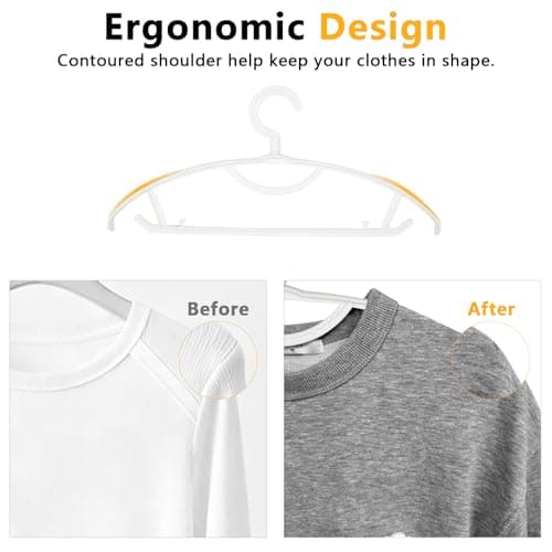 ISHUNAHOME Suit Hangers 20 Pack - No Shoulder Bump Heavy-Duty ABS Plastic Sturdy Hanger with Wide Shoulder for Jackets, Coats, Blazers, Anti-Slip Dual Hooks for Ties, Dresses, Heavy Sweaters (White) - Thumbnail 4