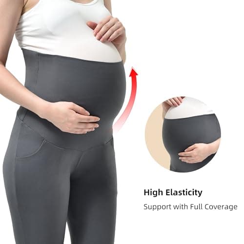 Stanpetix Maternity Joggers for Women - Maternity Casual Pants Activewear Women's Pregnancy Sweatpants with Pockets (Grey,Small) - Thumbnail 4