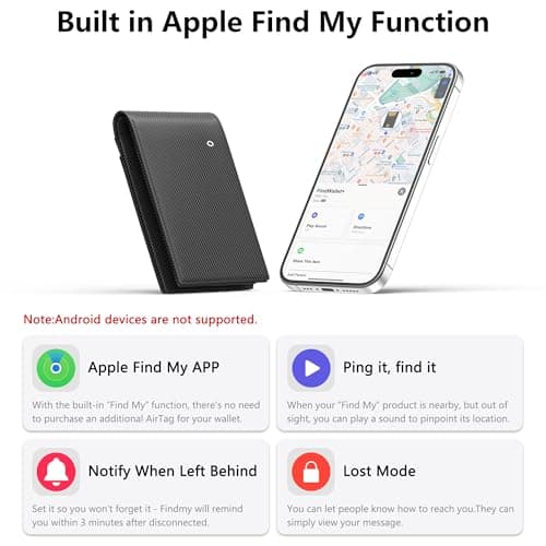 Auskang Smart Wallet For Men, Mens Gift, Works with Apple Find My, Minimalist Leather Wallet For Men, RFID Blocking, Credit Card Holder, Wallet with Smart Tracker, Wireless Charging (Small Grid) - Thumbnail 3
