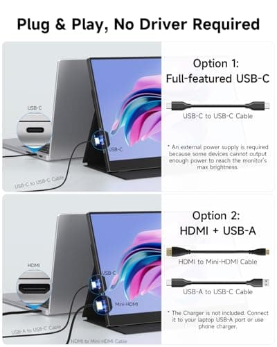 CZGG Portable Monitor 15.6 inch Ultra-Light Extended Monitor for Laptop 1080P FHD IPS Build-in Speakers HDMI USB-C Second Screen for Gaming PC mac Phone PS4/5 Switch Xbox with Kickstand Case - Thumbnail 5