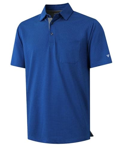 M MAELREG Golf Shirts for Men Dry Fit Short Sleeve Casual Collared Pocket Moisture Wicking Men's Polo Shirts Cobalt - Image 1