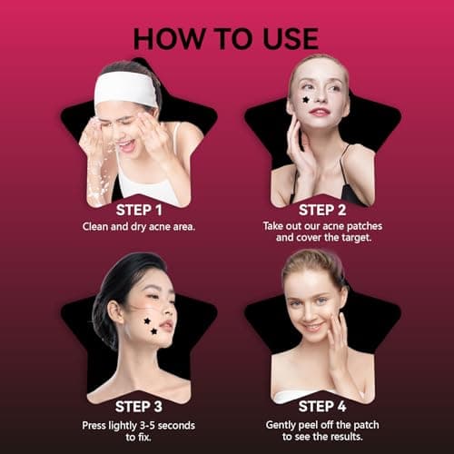 OMADOTO Star Pimple Patches for Face - Black Colors 66Pcs (14mm) Hydrocolloid Acne Patches, Day & Night Blemish/Zit Healing Pimple Patches(66count-Pack of 1) - Thumbnail 5