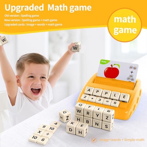 DEGIDEGI Educational Toys for Kids Ages 3-8, Matching Letter Spelling Game ABC Math Learning, Xmas Birthday Party Gifts for 3 4 5 6 7 8 Year Olds Boys and Girls Yellow - Thumbnail 3