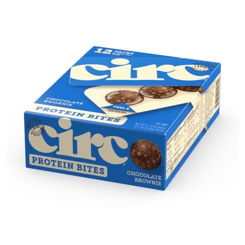 CirC Energy Bites - 12 Pack Chocolate Brownie Gluten Free Protein Balls - 10g Protein, Whole Grains, Nuts & Fruit - Portable Healthy Snacks for Adults & Kids, 5 Piece Resealable Packs