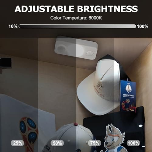 NIEGNOWOO 6 Pack LED Motion Sensor Puck Lights, Rechargeable Cabinet Lights, Stick on Wireless LED Night Light for Closet, Drawer, Shelf, Under Cabinet, Daylight White, USB Charging Cord Included - Thumbnail 5