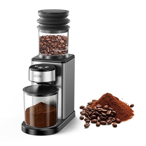 UDW Home Coffee Grinder, Conical Burr Grinder with 25 Settings, 60-Second Timer, Stainless Steel, Anti-Slip Base, Anti-Static, Easy to Clean - Image 1