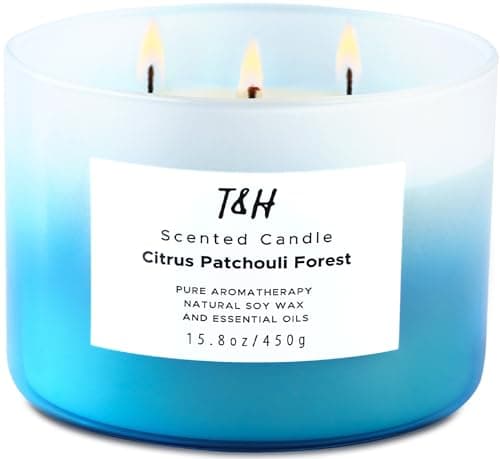 Citrus Patchouli Forest 3-Wick Soy Candle | 15.8 oz Large Scented Candle for Home | Clean Burn Long Lasting | Herbal Citrus Scent | Gift Ready - Image 1
