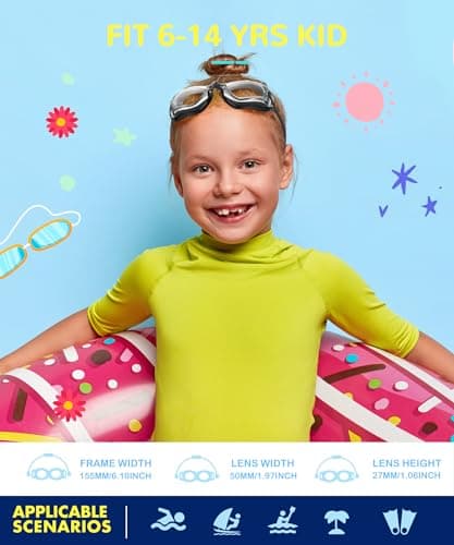 NSSIW Swim-Goggles-for-Kids 6-14 Kids Swimming-Goggles: Anti Fog with UV400 and No Leak Ultra-wide Field of View 3 Pack - Thumbnail 5
