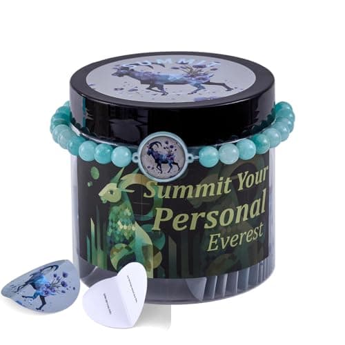 FiitCASE Capricorn Affirmation Jar with 60 Cards NFC Bracelet Connects to Custom Website Motivational Gift for Ambitious Adults Career Affirmations Positive Self Talk Tool - Image 1