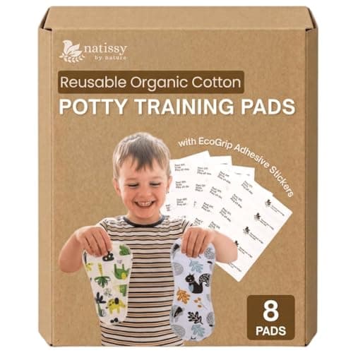 Washable Potty Training Pads for Toddlers with Stay-Put EcoGrip – Made in EU (Daily + Secure 8-Pack), Light & Extra Coverage, Turns Underwear into Training Pants, All-in-One Potty Training Solution
