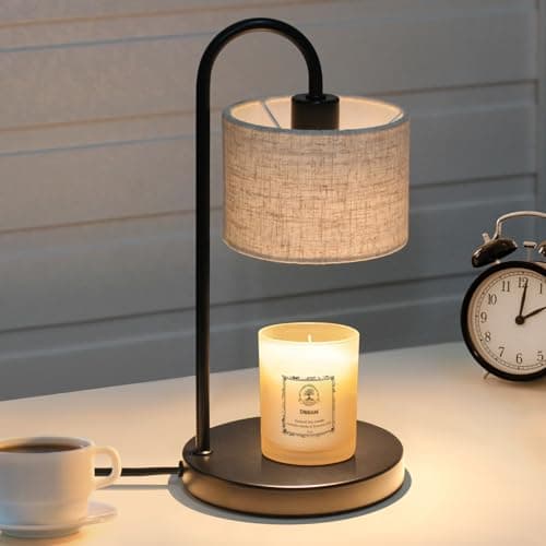 FINCMY Candle Warmer Lamp with Timer, Dimmable Candle Wax Warmer Electric Candle Warmer with Replacement Bulbs, Bedroom Home Decor Compatible with Various Candles (Linen) - Image 1
