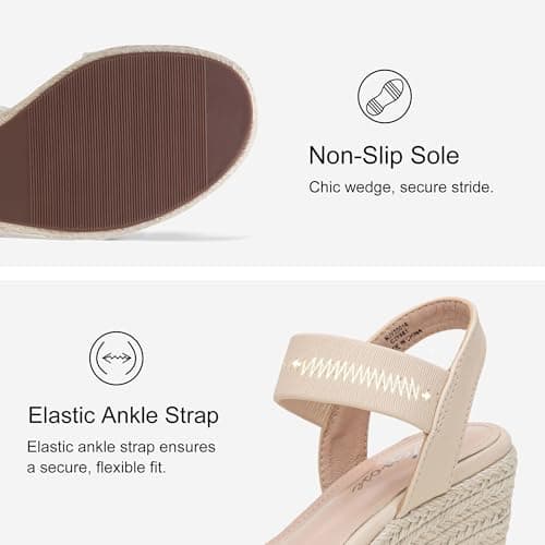 Vepose Women's Nude Pu Wedge Sandals Platform Espadrilles Open Toe Ankle Strap Comfortable Dressy Summer Shoes for Daily Travel Casual 881 Size 7 (CJY881 nudepu 07) - Thumbnail 4