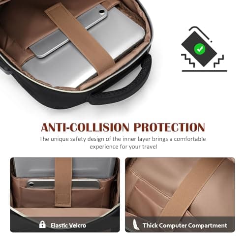 MDODO Laptop Backpack for Women,Travel Backpack with Laptop Compartment,Casual Daypack College Bookbag Computer Work Backpack, Black - Thumbnail 4