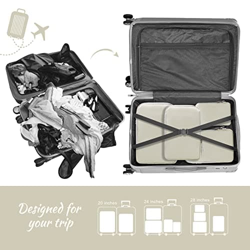 WOOMADA Compression Packing Cubes for Suitcases Travel Essentials 4 Set Expandable Travel Bags Organizer for Luggage(ivory) - Thumbnail 5