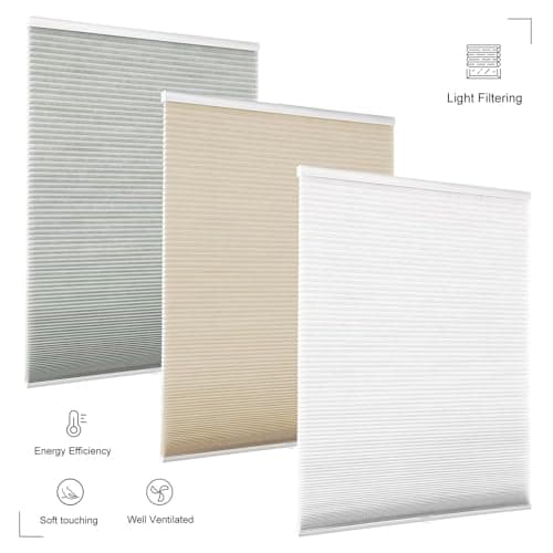 Changshade Cordless Cellular Shades for Windows,Light Filtering Honeycomb Blinds with Thermal Insulation,Energy Saving Design,Child Safe,Privacy Light Control,Easy to Install,（20" W x 48" H,White） - Thumbnail 4