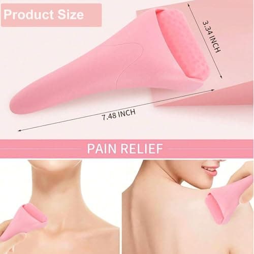 BVQWO Ice Roller for Face, Face Roller - Cold Massage Stick for Cooling and Calming Puffiness, Wrinkles, Fine Lines - Skin Care Tools - Self Care Gifts for Women and Men (Nude Pink) - Thumbnail 4