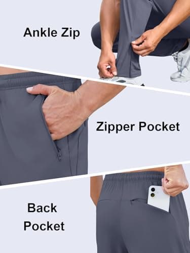 Auxo Mens Athletic Pants with Pockets Tapered Track Traning Running Athletic Workout Basketball Slim Fit Pant Navy M - Thumbnail 4