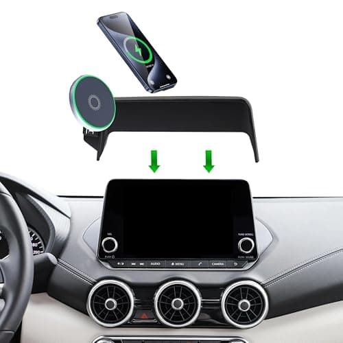 AbeeyGeomarn Car Phone Holder for 2021-2025 Nissan Rogue/2019-2025 Altima/2020-2025 Sentra Accessories 15W Fast Wireless Charger Only 8-inch Screen Fixed Clip Cell Phone Mount Hands-Free - Image 1