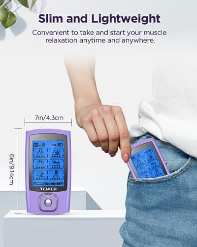 TENKER TENS Unit Muscle Stimulator, 24 Modes TENS EMS Machine for Shoulder, Sciatica, Back Pain Relief, Rechargeable Electronic Pulse Massager with 2"x2" and 2"x4" Electrode Pads - Thumbnail 4