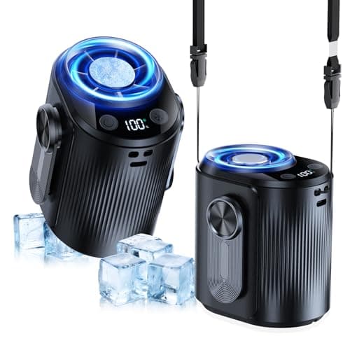 KIMMOO AI Portable Rechargeable Waist Fan with Ice Cooler, 24H Max Cooling, 100-Speed 20000RPM Turbo Cooling Battery Personal Fan, Hands-Free Shirt/Belt/Neck Fan for Work Outdoor Travel, Black - Image 1