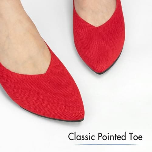 ATHMILE Pointed Toe Flats for Women Dressy Grey Work Shoes Business Casul Knit Ballet Flats Slip on Office Ladies Comforttable Dress Gray - Thumbnail 3