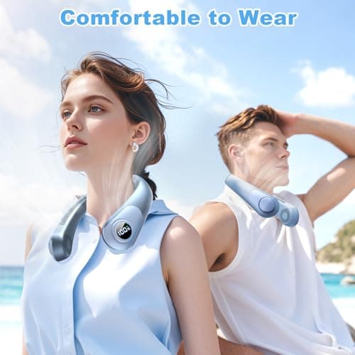 Portable Neck Fan that Blow Cold Air, LED Display, Rechargeable Hands-Free Wearable Cooling Personal Fan, 5 Speed, Neck Support, Bladeless Neck Air Conditioner, Gifts for Women/Men, Hot Flashes - Thumbnail 6