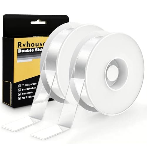 Rvhouse Double Sided Tape, 1.18" x 200" Heavy Duty Clear Nano Mounting Tape with Protective Case Sticky Adhesive for Carpet Picture Poster Office Home RV Decoration (2 Pack) - Image 1