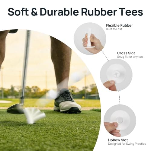 68 Pcs Golf Mat Tees Set, Mix Sizes Rubber Tees for Simulator & Hitting Mats, Golf Swing Training Aid with Impact Tape and Bamboo Tee for Beginners & Pro Golfers Indoor or Driving Range Practice - Thumbnail 3