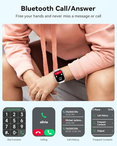 Smart Watches for Women/Men, Smart Watch for Android Phones and iPhone Compatible, Alexa Built-in, 1.8" Fitness Watches for Women, IP68 Waterproof /Bluetooth Call, Heart Rate/Sleep Monitor, White - Thumbnail 2