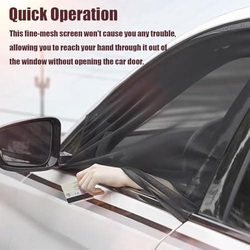 Car Window Screen for Cars and SUVs, Insect-Proof, Maintains Air Circulation, Sun Shading, Privacy Protection(2 Front Windows) - Thumbnail 6