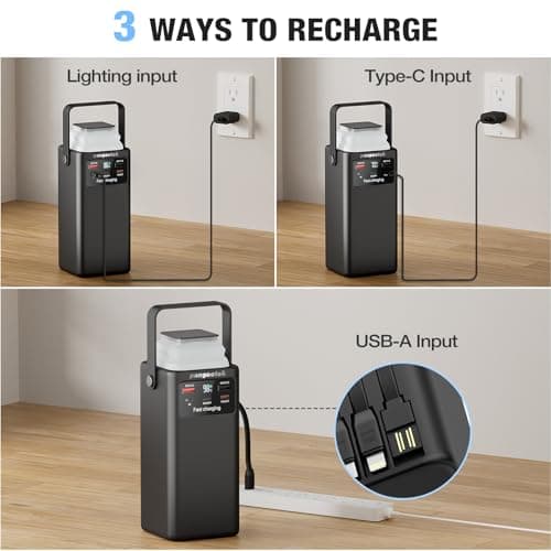 Portable Power Station 99Wh 27000mAh Portable Charger Power Bank with Camping Light 22.5W Fast Charging QC 3.0 PD Built in Cables Outdoor Generator for Hiking Fishing Travel - Thumbnail 6
