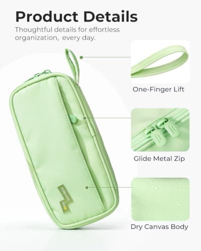 Four Candies Pencil Case, Large Capacity Pencil Pouch—Portable Marker Holder Bag for Home & Office, Soft Supply Organizer (Green) - Thumbnail 4