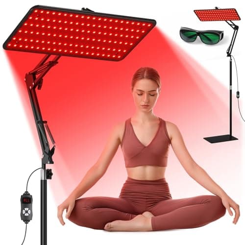 BEICHEN Red Light Therapy for Body and Face, 120 LED 660nm 850nm 940nm Infrared Redlight-Therapy Lamp Device with Glasses，Large Panel and Stable Stand at Home, Idea Gift for Women Mom - Image 1