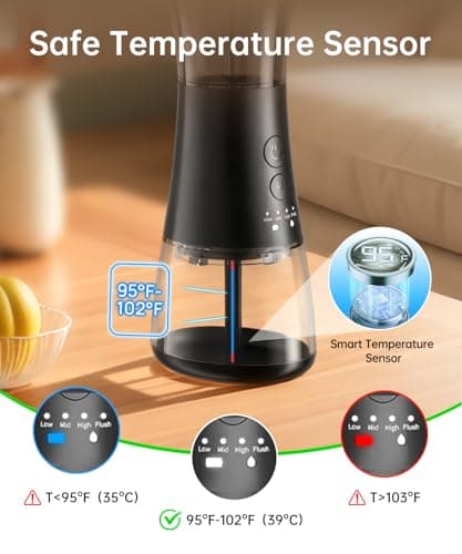 AMBIORA Ear Wax Removal with One-Piece Waste Tank, Ear Cleaner with Smart Temperature Sensor, Safe Silicone Edge, IPX7 & 6 Tips & 4 Modes, Christmas for Gifts for Dad Mom, Gifts for Men Women（Black） - Thumbnail 2