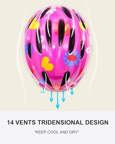 Girl Helmet for Bike,Kids Bike Pink Helmet for Girls Ages 5-12 Years Adjuastable and Multi-Sport, from Toddler to Youth CPSC Certicated - Thumbnail 3