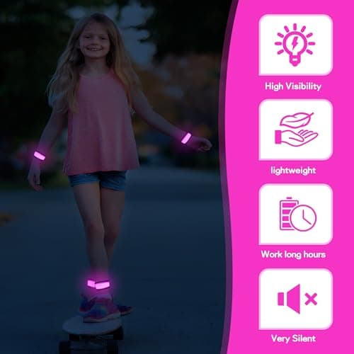 esonstyle 6 PCS LED Bracelets, LED Light Up Bracelets, Pink LED Wristbands, Led Slap Bracelets for Walking, Running, Jogging, Concerts, Sports, Camping, Sporting Events, Party, Rave Accessories - Thumbnail 3