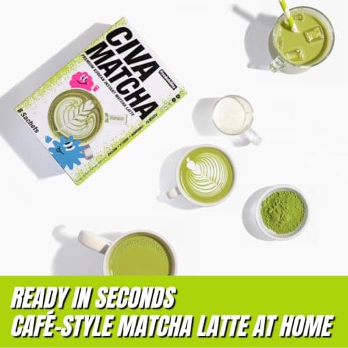 CIVA Matcha Korean Instant Matcha Latte, Premium Korean Sweet Matcha Powder Packets with Vanilla, Smooth & Creamy Cafe Style Green Tea Latte Mix, Single Serve Matcha Sticks, Pack of 8 (184g / 6.49oz) - Thumbnail 6